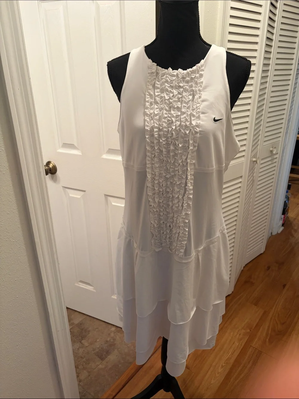 Nike White Sleeveless Ruffle-Tiered Dress